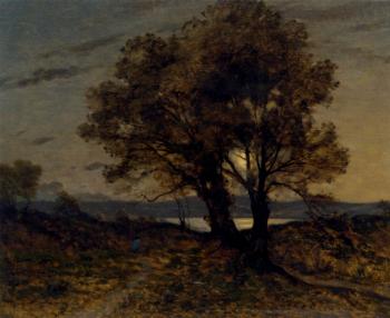 Henri-Joseph Harpignies : Paysage Au Clair De Lune